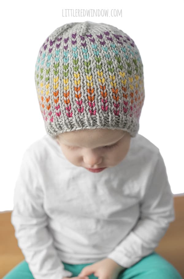 Rainbow Dots Hat Knitting Pattern for newborns, babies & toddlers! 