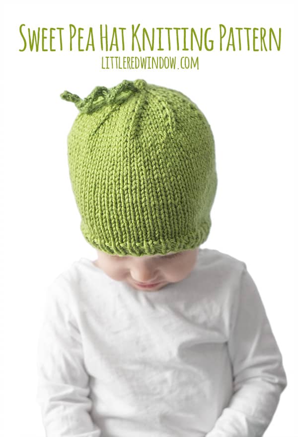 Sweet Pea Hat Knitting Pattern for your sweet newborn, baby or toddler! | littleredwindow.com