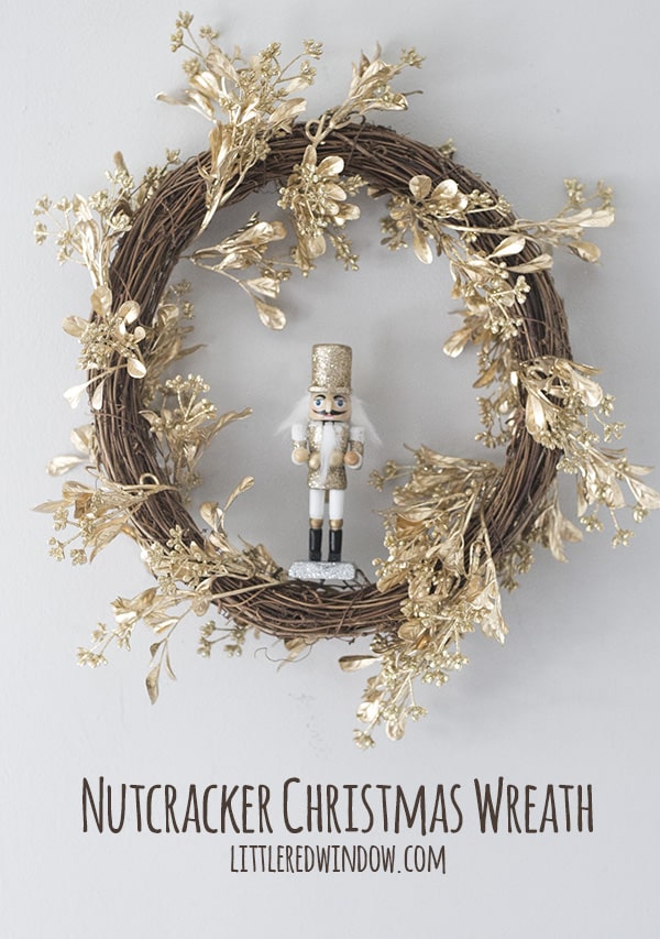 Nutcracker Christmas Wreath, sparkly and perfect for the holiday season! | littleredwindow.com