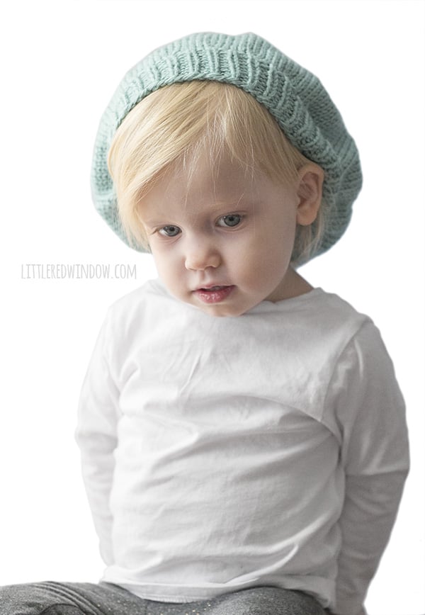 Slouchy Baby Hat Knitting Pattern for your newborn, baby or toddler! | littleredwindow.com