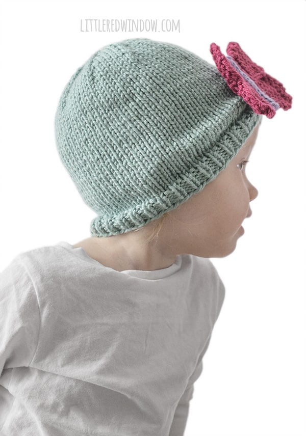 Beautiful Butterfly Hat Knitting Pattern for newborns, babies and toddlers! | littleredwindow.com