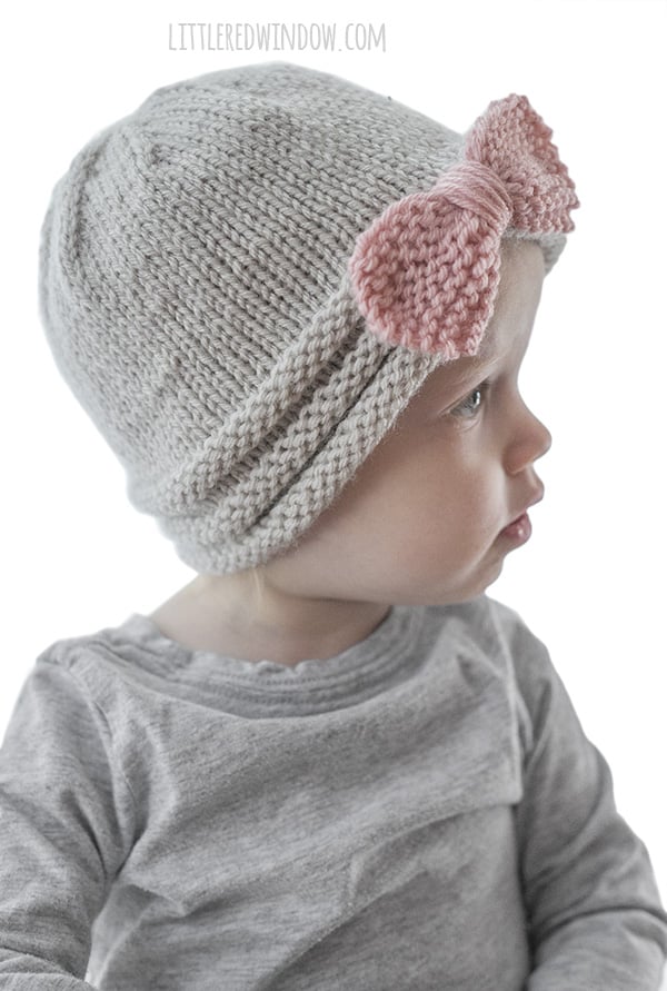Newborn Infant Baby Girls Bearl Beading Bow-Knot Knitted Hemming Beanie Hat Cap