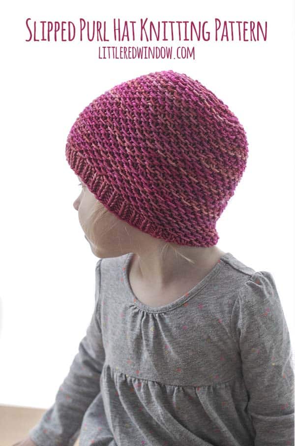 Slipped Purl Hat Knitting Pattern for newborns, babies and toddlers! | littleredwindow.com