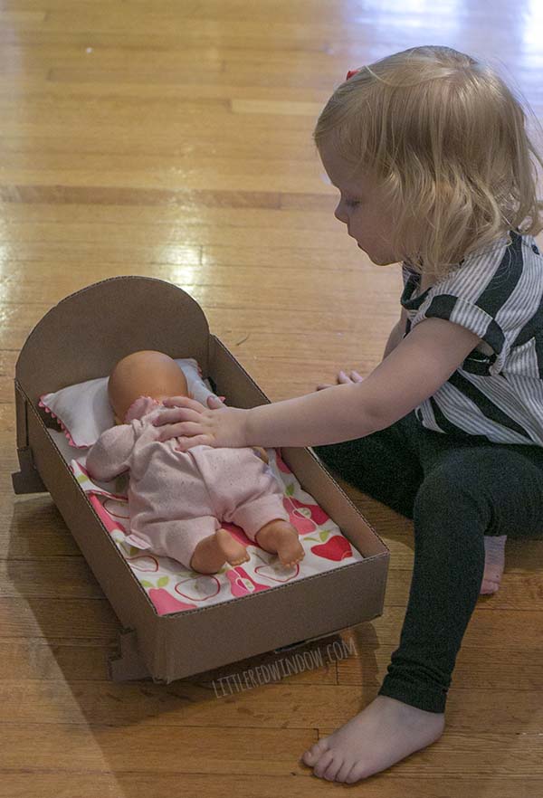 How to make a DIY Doll Crib from an old cardboard box!