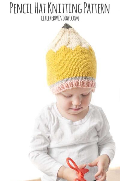 Back to School Pencil Hat Knitting Pattern for newborns, babies and toddlers! | littleredwindow.com