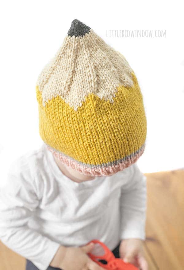 Back to School Pencil Hat Knitting Pattern for newborns, babies and toddlers! | littleredwindow.com