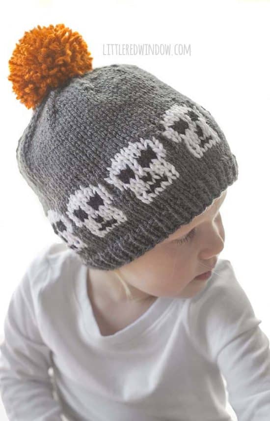 Skull Hat Knitting Pattern Little Red Window