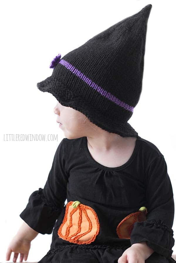 Little Witch Hat Knitting Pattern, the perfect knitting pattern for Halloween! 