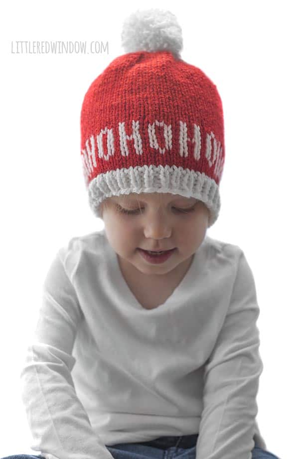 Ho Ho Ho Santa Hat Knitting Pattern, this adorable hat says, 