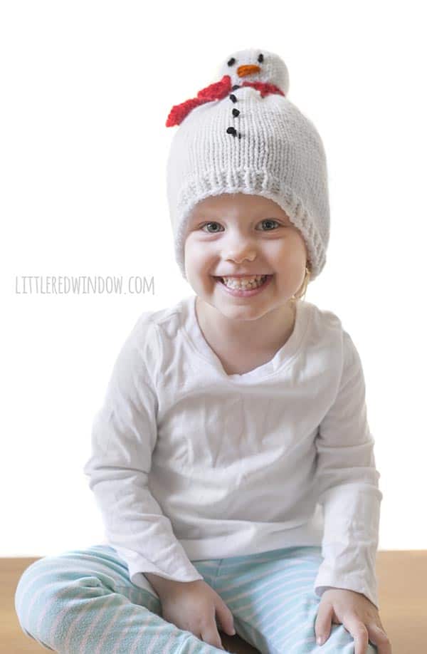 Winter Snowman Hat Knitting Pattern, for your adorable snow-baby or snow-toddler!