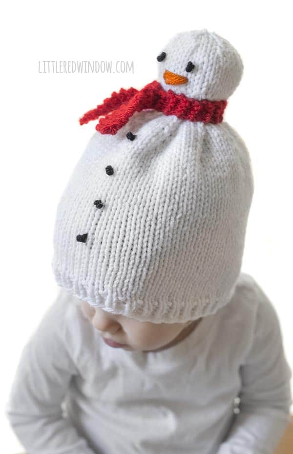 Winter Snowman Hat Knitting Pattern, for your adorable snow-baby or snow-toddler!