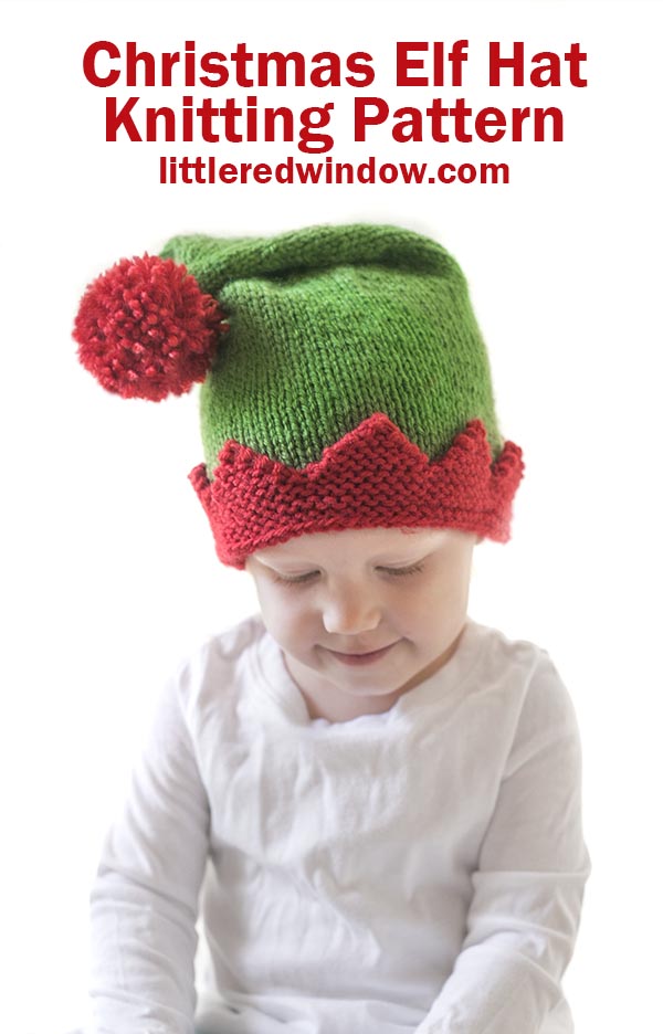 Adorable Christmas Elf Hat knitting pattern, your baby or toddler will be ready to help Santa this year with this cute Christmas Elf Hat!