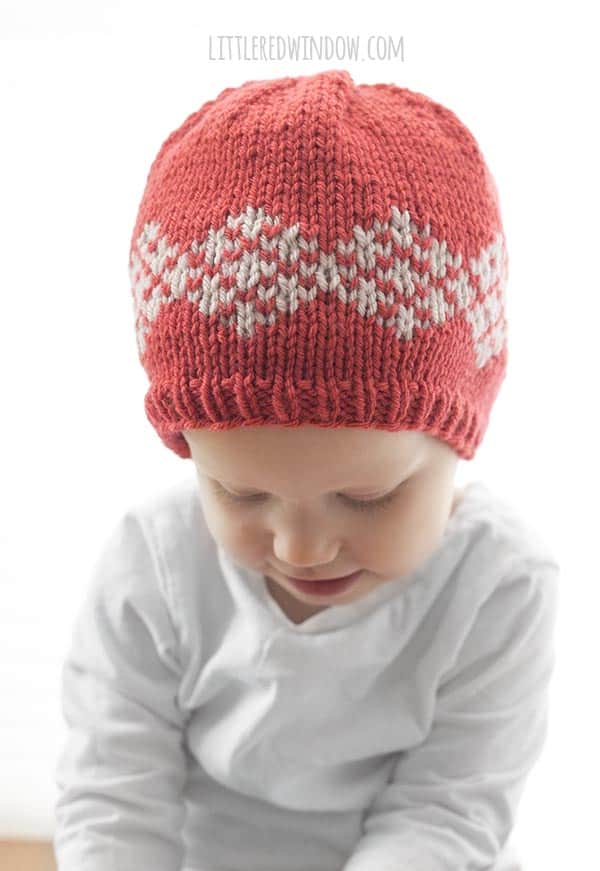 Double Diamond Hat Knitting Pattern for newborns, babies and toddlers! | littleredwindow.com