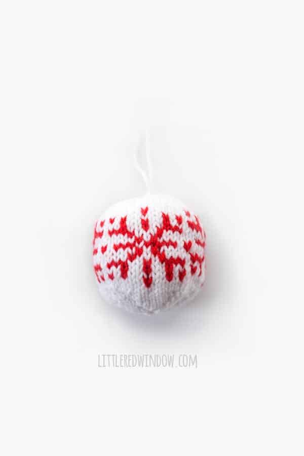 Knit Christmas Ornament Knitting Pattern - Snowflake motif! 