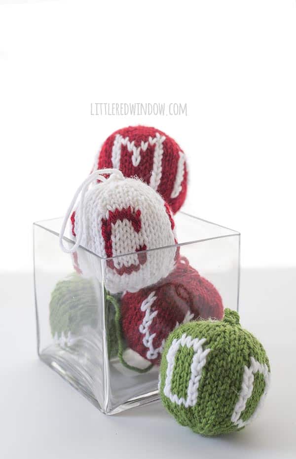 Knit Monogram Ornament knitting pattern, this adorable pattern makes a great gift and includes instructions for letters A to Z and number 1 - 9!
