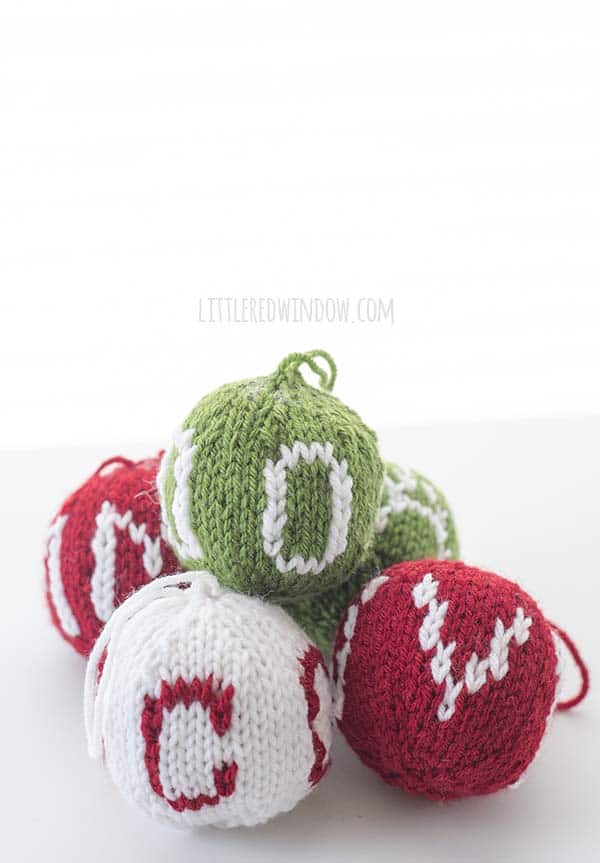 Knit Monogram Ornament knitting pattern, this adorable pattern makes a great gift and includes instructions for letters A to Z and number 1 - 9!
