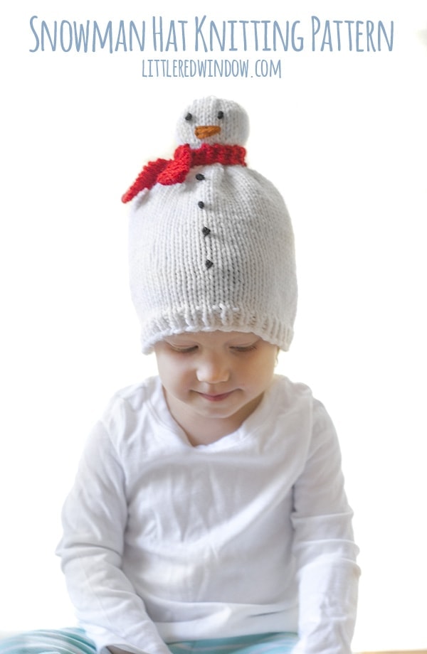 The Snowman Hat Knitting Pattern makes the cutest little winter hat for your snow-baby or snow-toddler! 