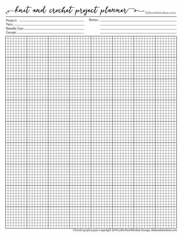 Free Printable Knitting Planner and Crochet Planner Project Graph Paper Pages, download, print and get organized!