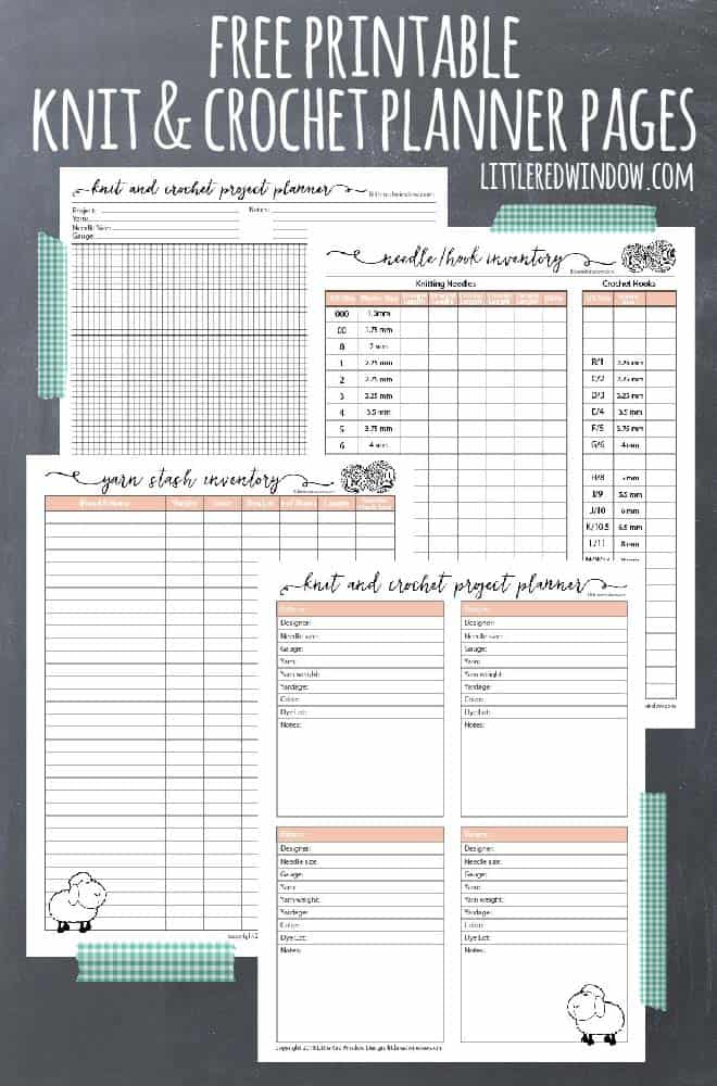 Free Printable Knitting Planner and Crochet Planner Pages, download, print and get organized!
