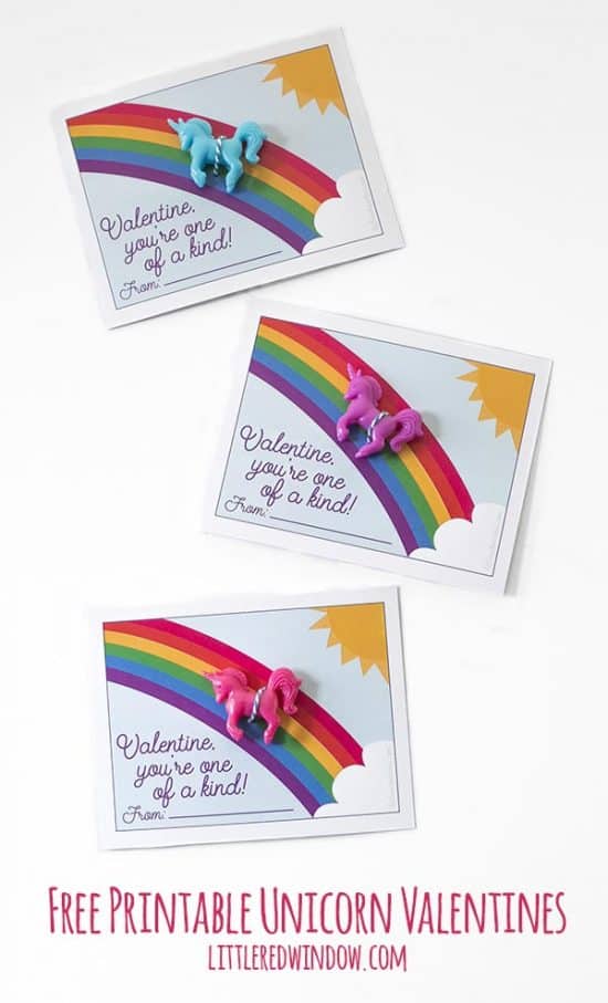 Free Printable Unicorn Valentines - Little Red Window
