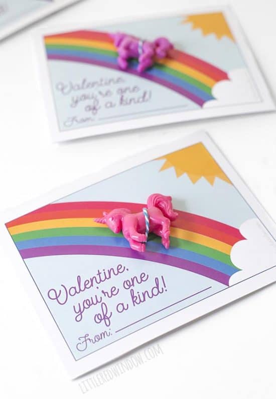 Free Printable Unicorn Valentines - Little Red Window