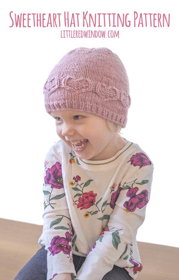 Valentine Sweetheart Hat knitting pattern on a cute baby!