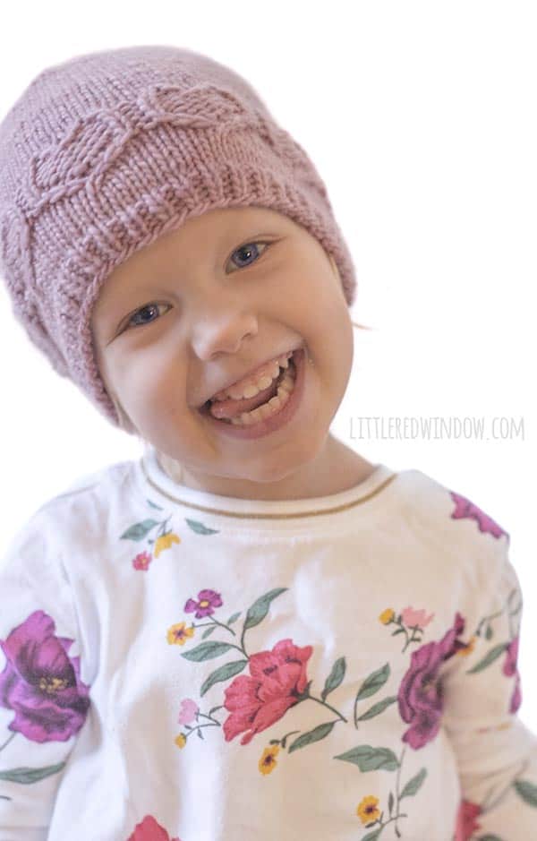 Baby wearing Valentine Sweetheart Hat knitting pattern! 