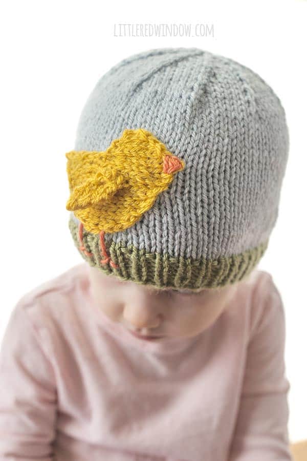 This cute little Easter Chick hat knitting pattern has an adorable flapping wing!