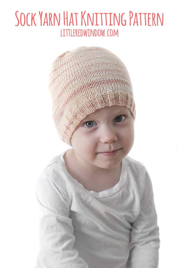 Sock Yarn Hat knitting pattern in sock or fingering weight yarn for your newborn, baby or toddler! | littleredwindow.com