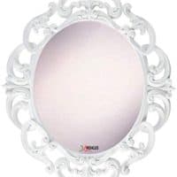 Andalus Small White Oval Vintage Wall Mirror, Ornate Frame, 11.5