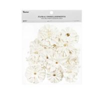 Darice 30061970 Paper Flowers Floral Embellishments: White, 2.5 inches, 36 Pack