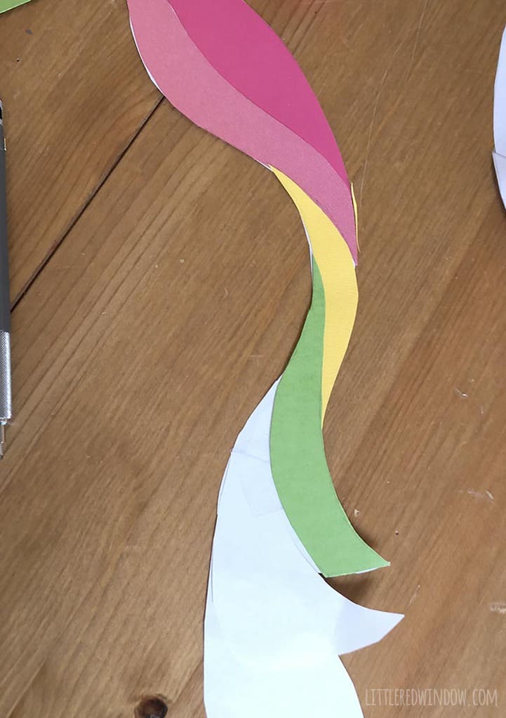 Repeat the DIY unicorn mirror rainbow hair steps for all of the rainbow colors