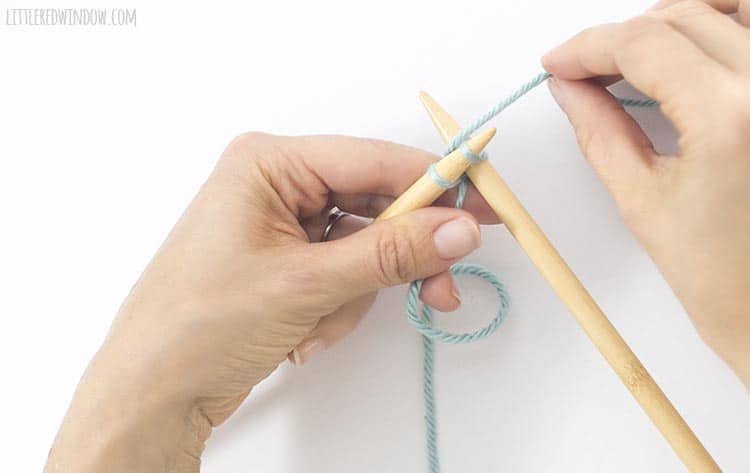 To do a cable cast on for your knitting project, next wrap the working yarn around the right needle