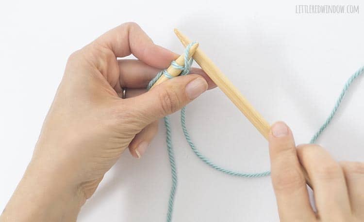 To knit a cable cast on, transfer the new stitch from the right needle to the left.