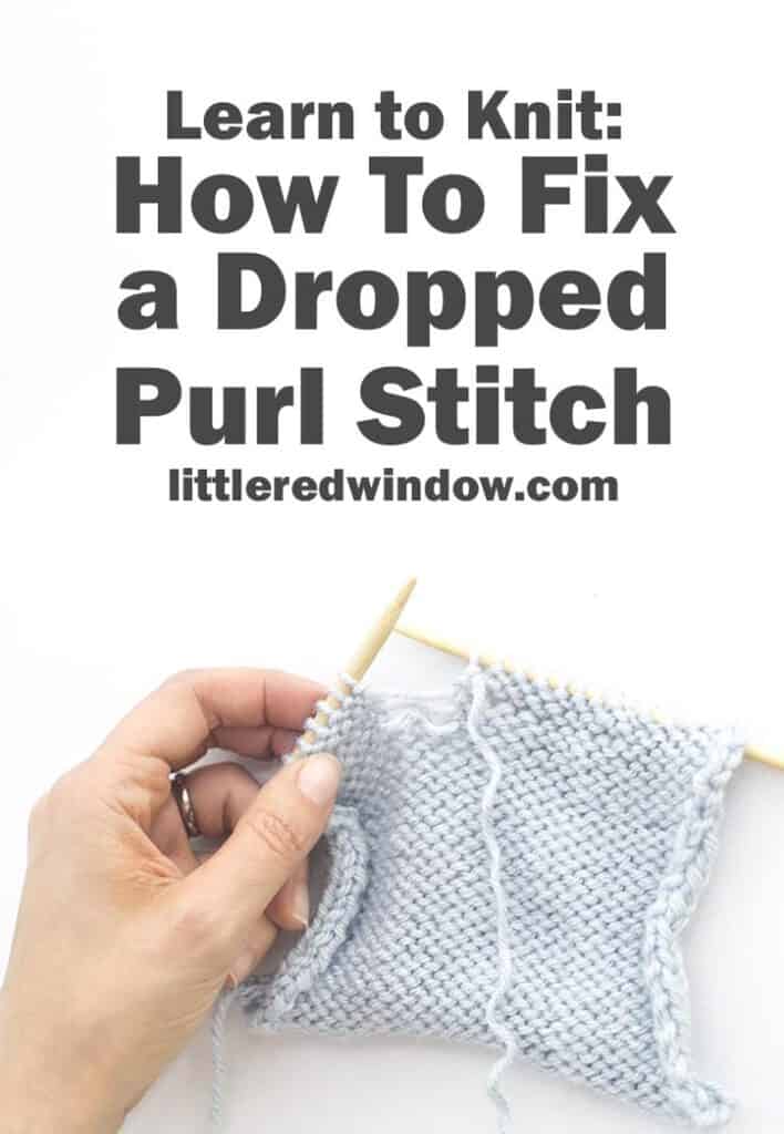 Learn how to fix a dropped purl stitch in your knitting project!