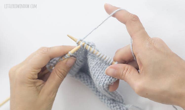 To finish an s2kp stitch, lift each slipped stitch up and over the knit stitch and off the right needle