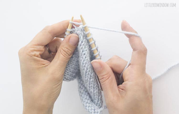 To kfb, knit one stitch but do not drop the stitch from the left needle