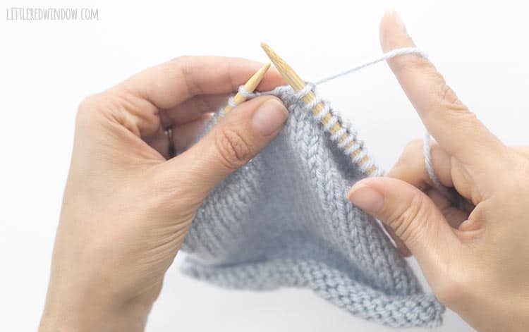 To complete an ssk, pull the yarn through both slipped stitches and let them drop off the left needle