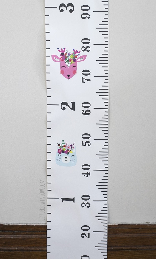 Personalised Cute Purple Rainbow Unicorns Measure Height Fabric Growth Chart 