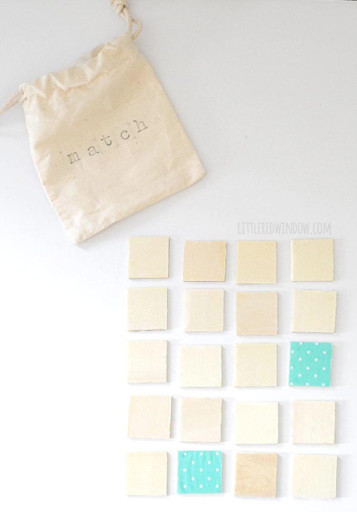 Find two matching tiles in this tiny and adorably DIY travel matching game!