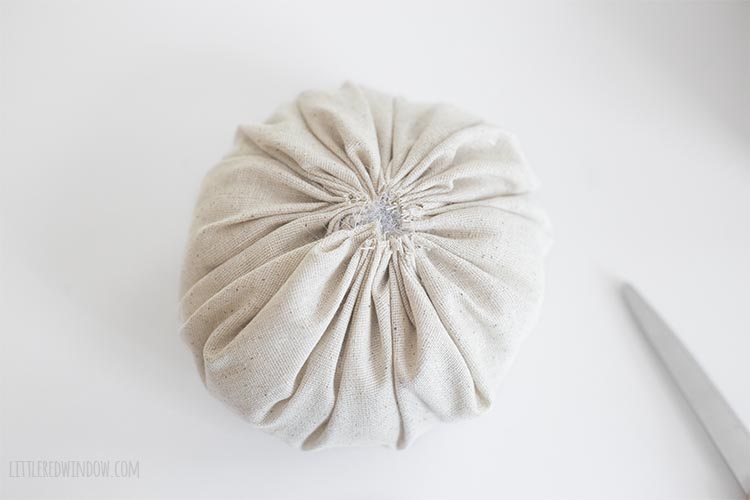 These easy 5-minute fabric pumpkins are stuffed with polyester fiber stuffing.