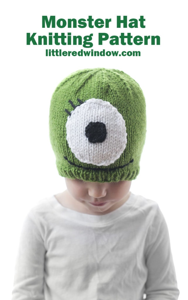 Montster Hat knitting pattern, a fun knit for Halloween or anytime for your monster loving baby or toddler!