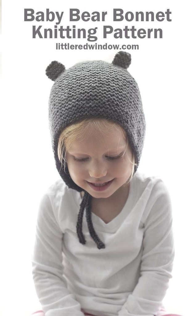 Soft, squishy & so sweet, the Baby Bear Bonnet knitting pattern is the perfect easy knit for your baby or toddler!
