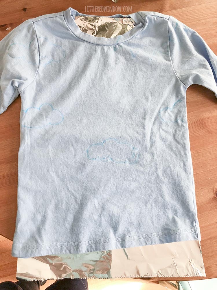 When fabric painting on a tshirt for your DIY butterfly costume, don't forget to line the inside of the shirt with foil so the paint doesn't bleed through!