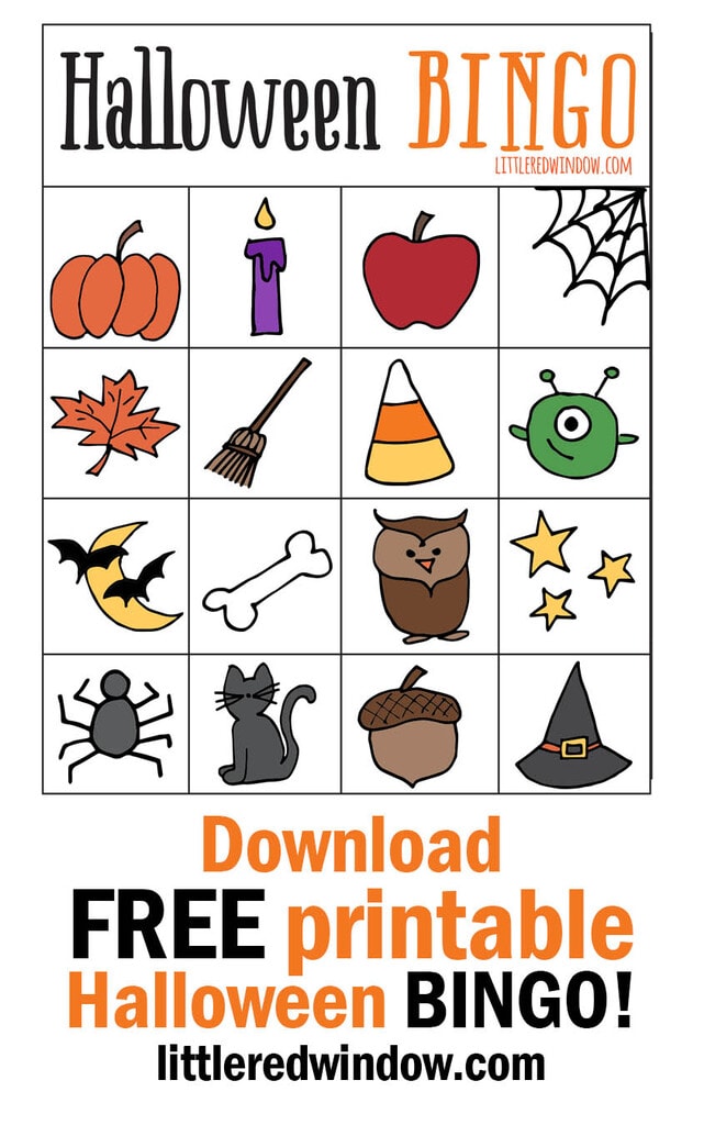 Download a FREE printable Halloween BINGO game set! This cute game is perfect for fall classroom parties!
