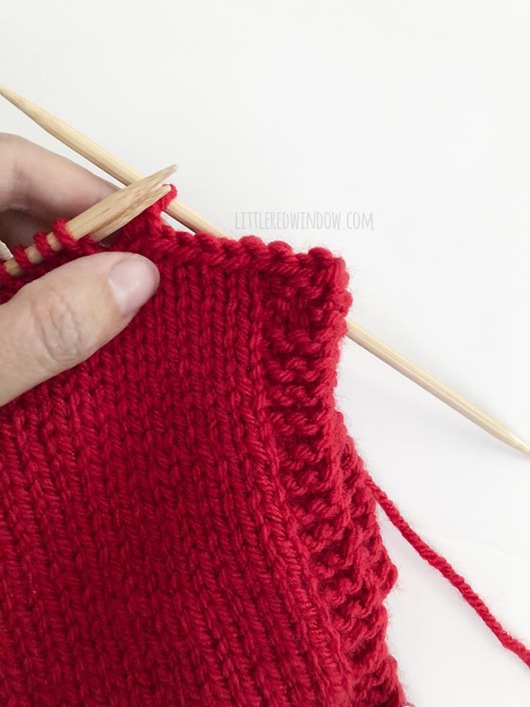 Follow these easy steps to finish the Santa Pixie Bonnet Knitting Pattern with neat and tidy 3 needle bind off!
