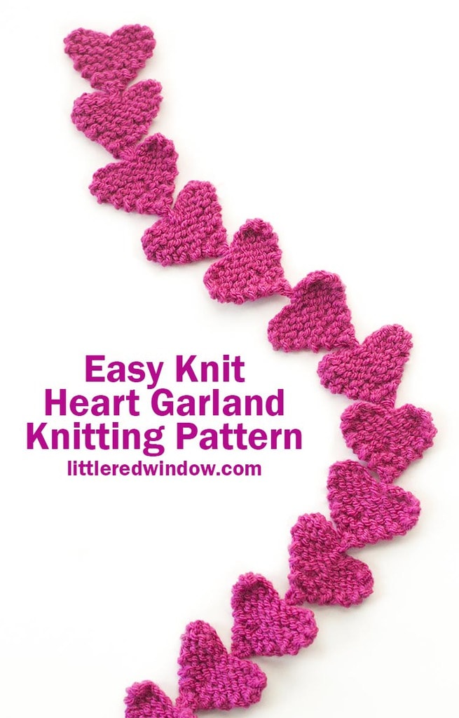 This easy knit heart garland knitting pattern is a fun project for Valentine's Day and it knits up super quickly all in one piece, only two little ends to weave in!