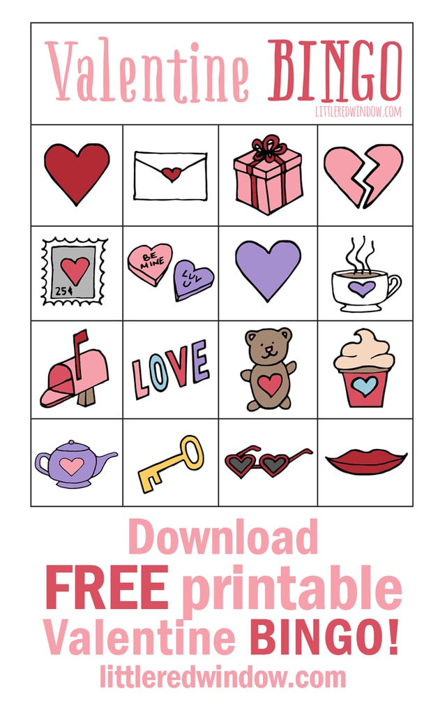 Valentine S Bingo Free Printable Little Red Window