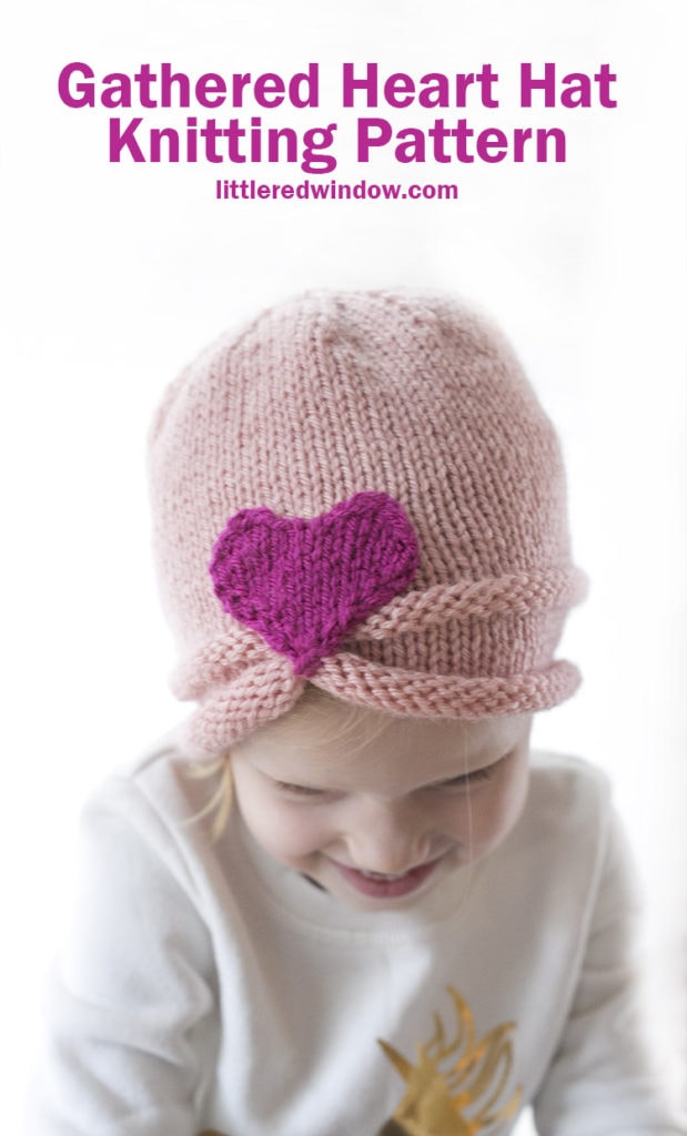 This cute gathered heart hat knitting pattern is the perfect project for your favorite baby or toddler this Valentine's Day (or any day)!