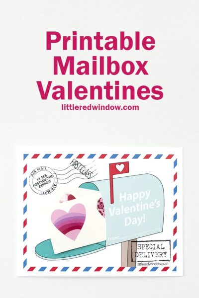 Free Printable Mailbox Valentines, just print, cut and add some stickers or tattoos for the "mail"!